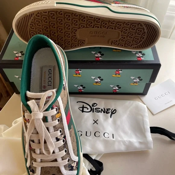 GUCCI Disney Mickey Mouse Tennis 1977 GG Canvas Sneakers Shoes SIZE 38 - Picture 8 of 16